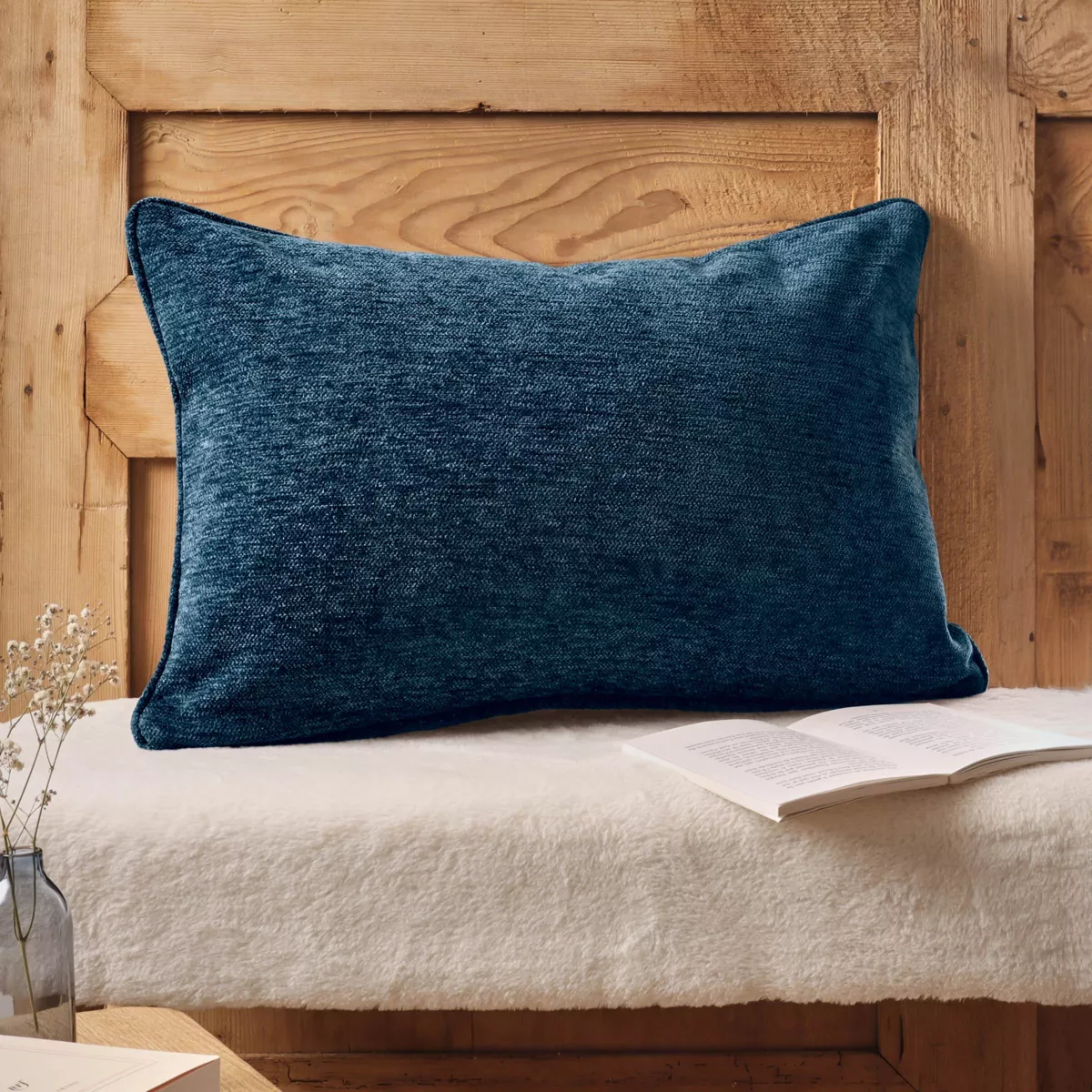 Coussin rectangulaire tissé (40 x 60 cm) Magnus Bleu nuit