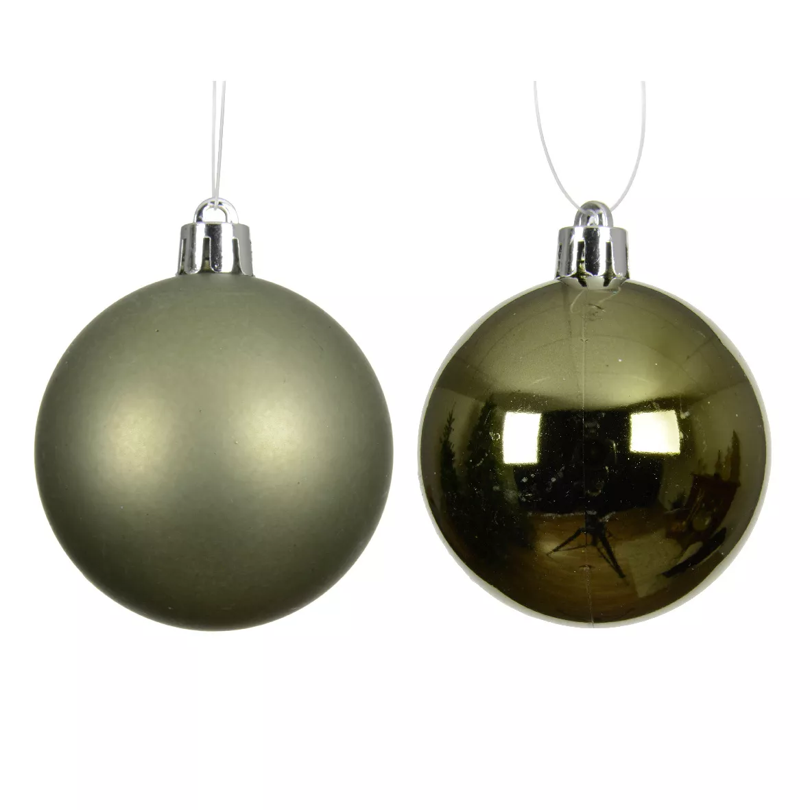 Lot de 4 boules de Noël (D100 mm) Aravis Vert romarin