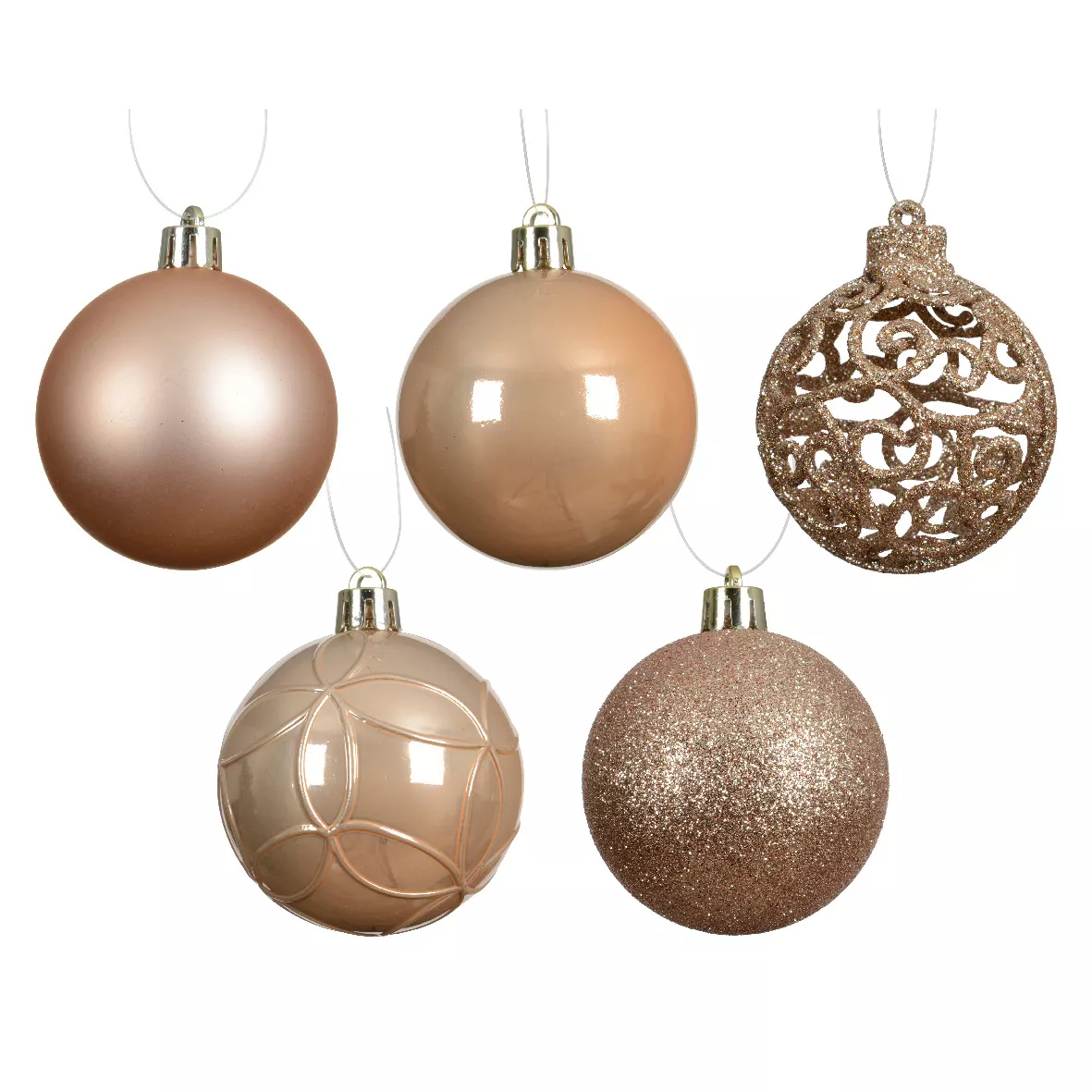 Set von 35 Weihnachtskugeln (D60 mm) Aravis Mix Pfirsich