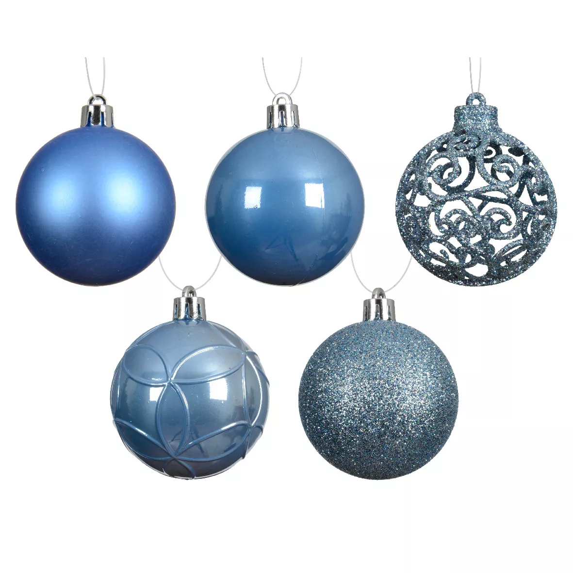 Lot de 35 boules de Noël (D60 mm) Aravis Bleu ciel