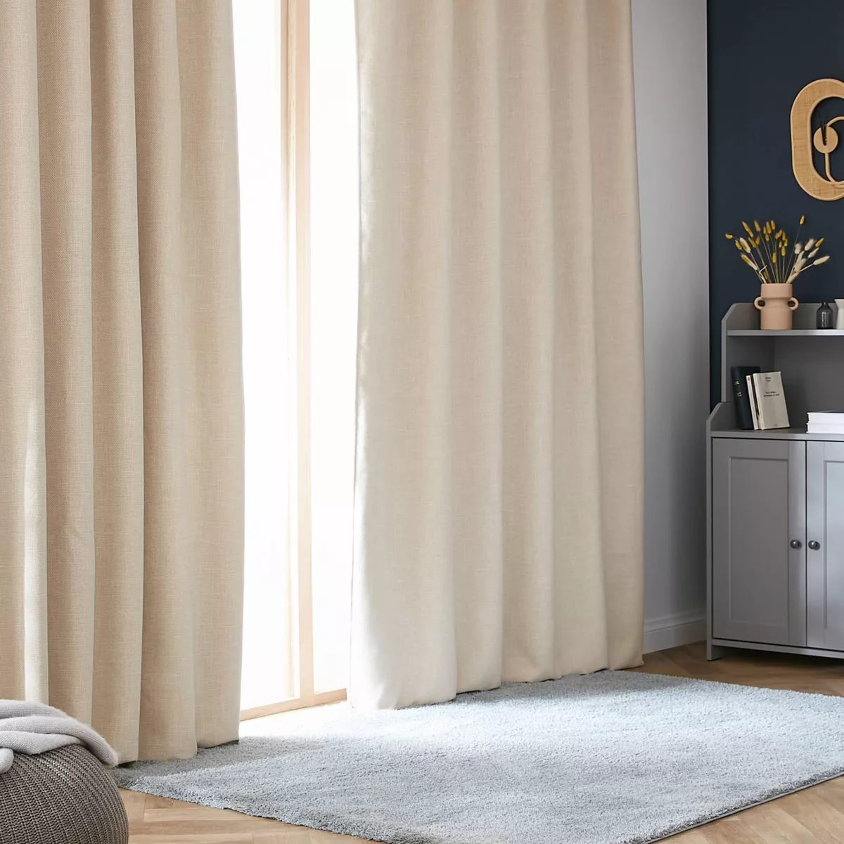 Tenda oscurante termica con nastro arricciato (180 x 260 cm) Alba Beige Tortora