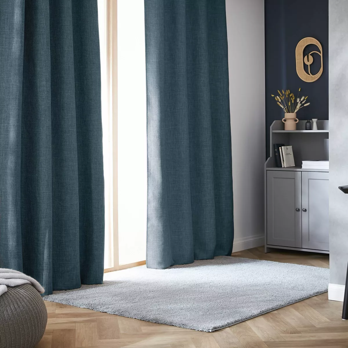 Rideau obscurcissant thermique galon fronceur (140 x 240 cm) Alba Bleu