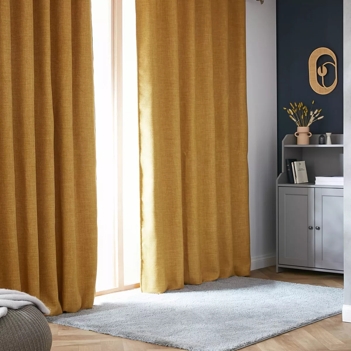 Thermovorhang mit Kräuselband (180 x 260 cm) Alba Senfgelb