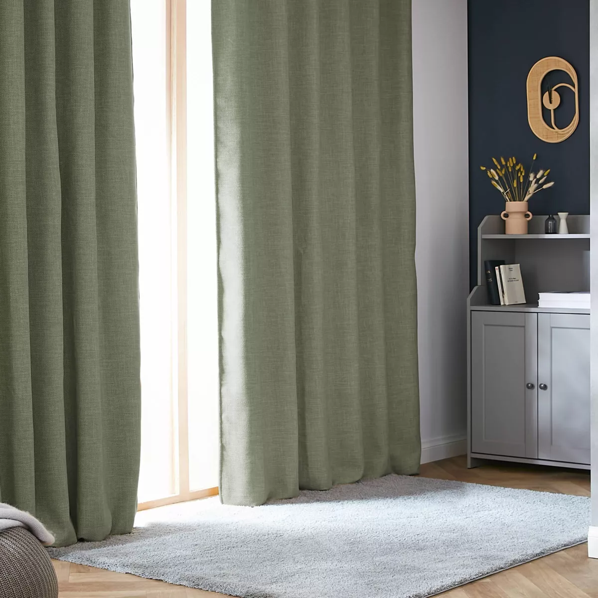 Tenda oscurante termica con fettuccia arricciata (180 x 260 cm) Alba Verde rosmarino