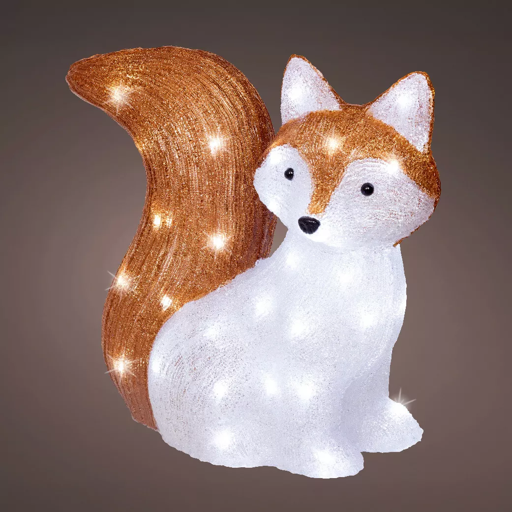 Renard Lumineux 60 LED (H37 cm) Léonard Blanc froid