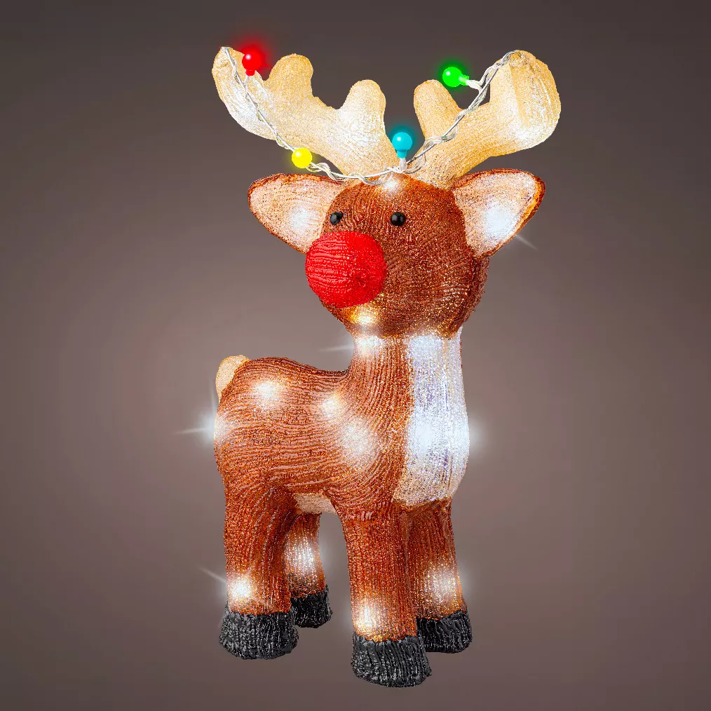 Renna luminosa solare 48 LED (H47 cm) Dewey Bianco freddo