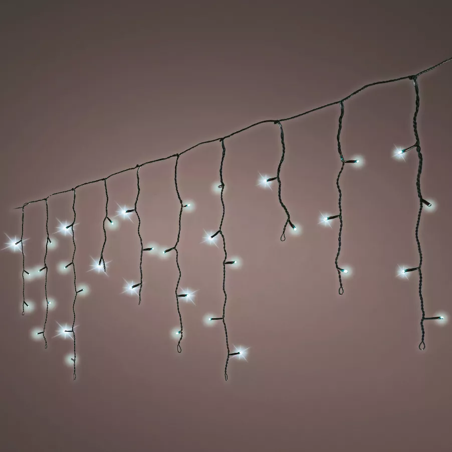 Stalattite luminosa 11 m 259 LED cavo nero Stars Bianco freddo