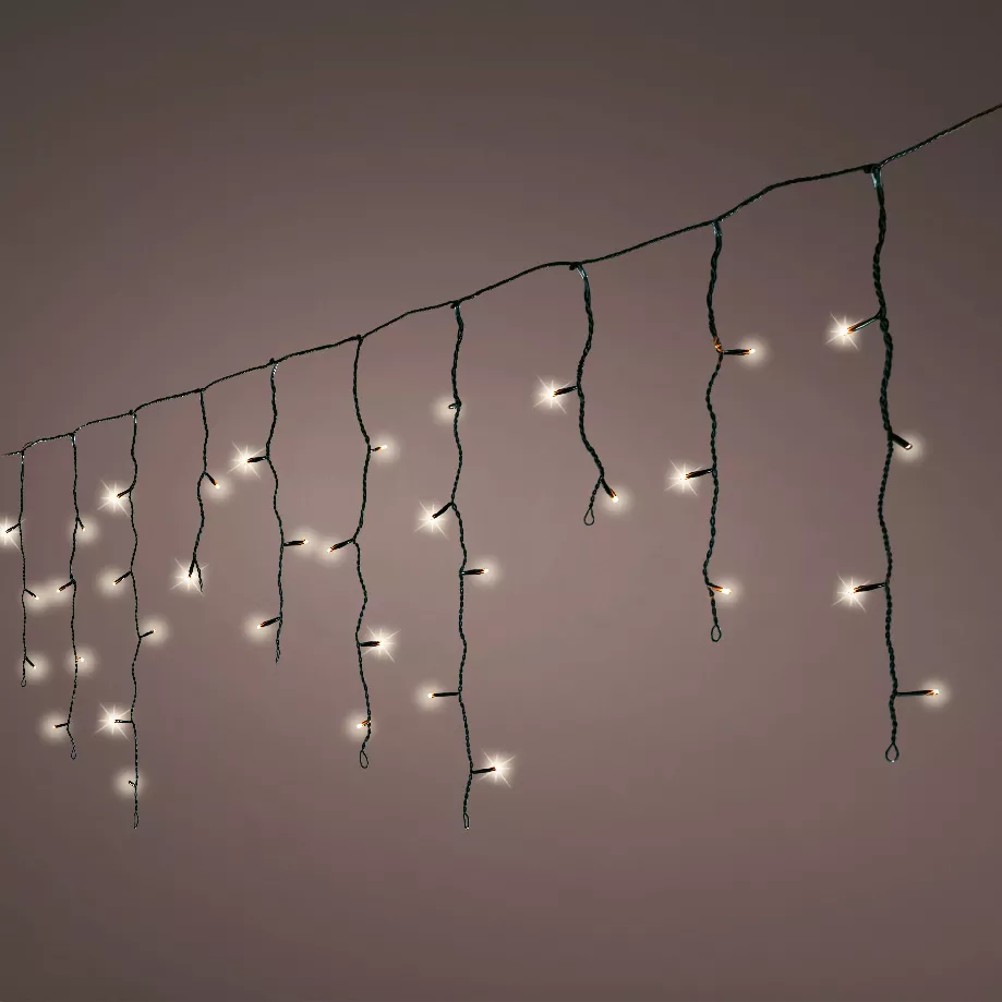 Stalactite lumineuse 20 m 490 LED câble noir Stars Blanc chaud
