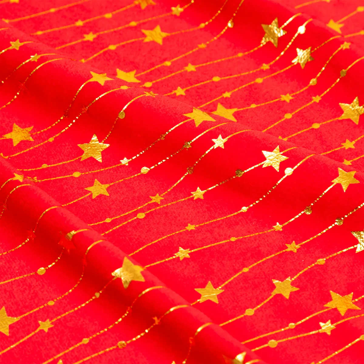 Tovaglia natalizia rettangolare (360 x 140 cm) Pioggia di stelle Rosso