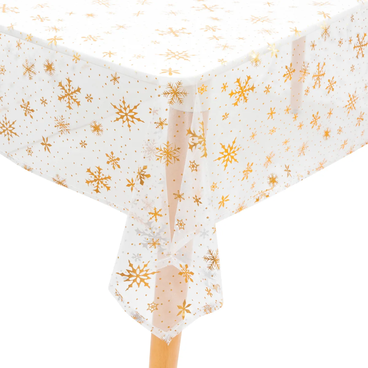 Tovaglia natalizia rettangolare (140 x 360 cm) Fiocco di neve Bianco