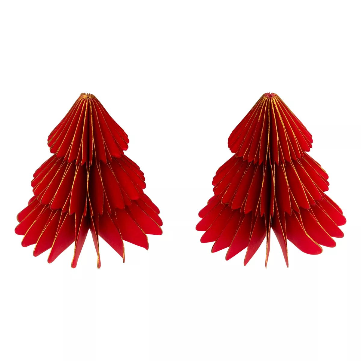 Set di 2 mini Alberi decorativi (H6 cm) in carta magnetica Rossa