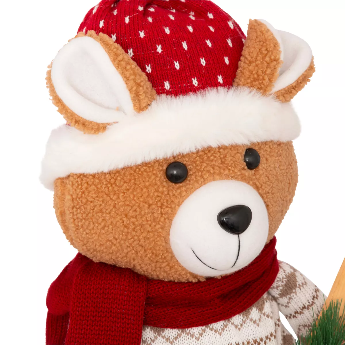 Plüschbär mit Teleskopbeinen (H95 cm) Kleiner Skifahrer Rot