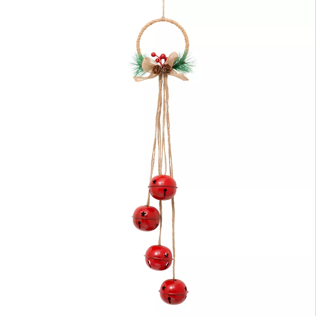 Decorazione natalizia sospesa (H55 cm) Campanelli in metallo Rosso