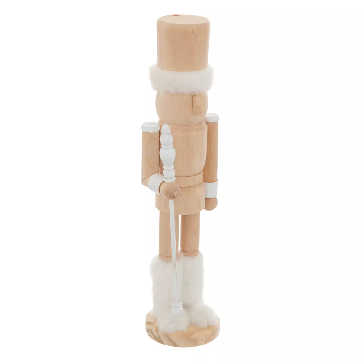 Cascanueces de madera (H38 cm) Botas forradas Blanco y madera clara