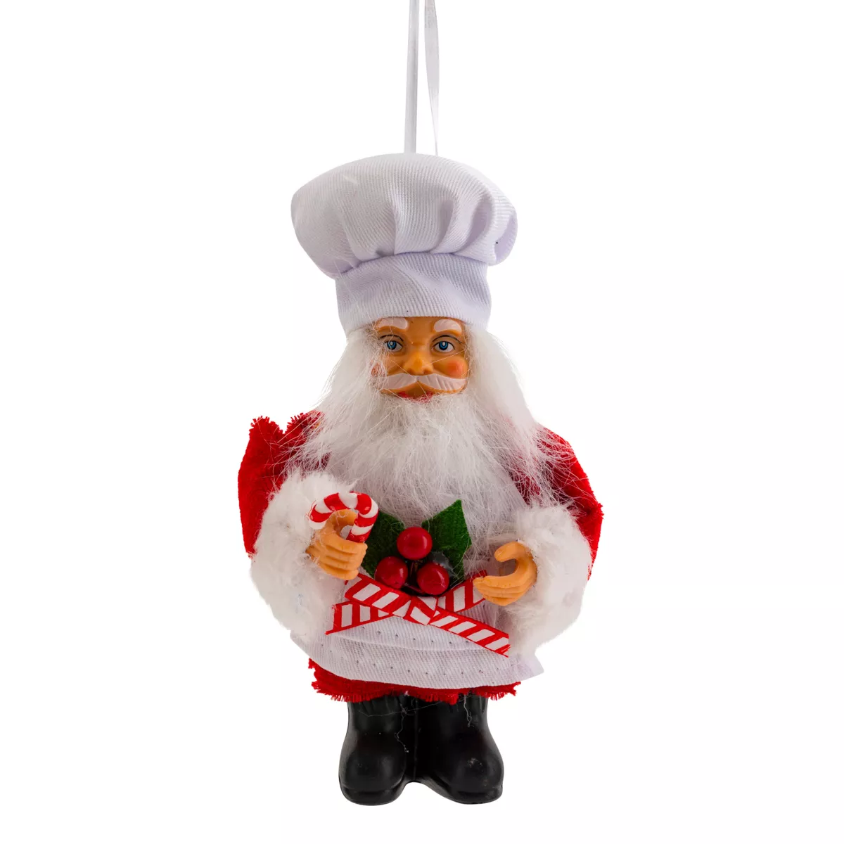 Decorazione Natalizia Sospesa (H13 cm) Babbo Natale Pasticcere Rosso e Bianco