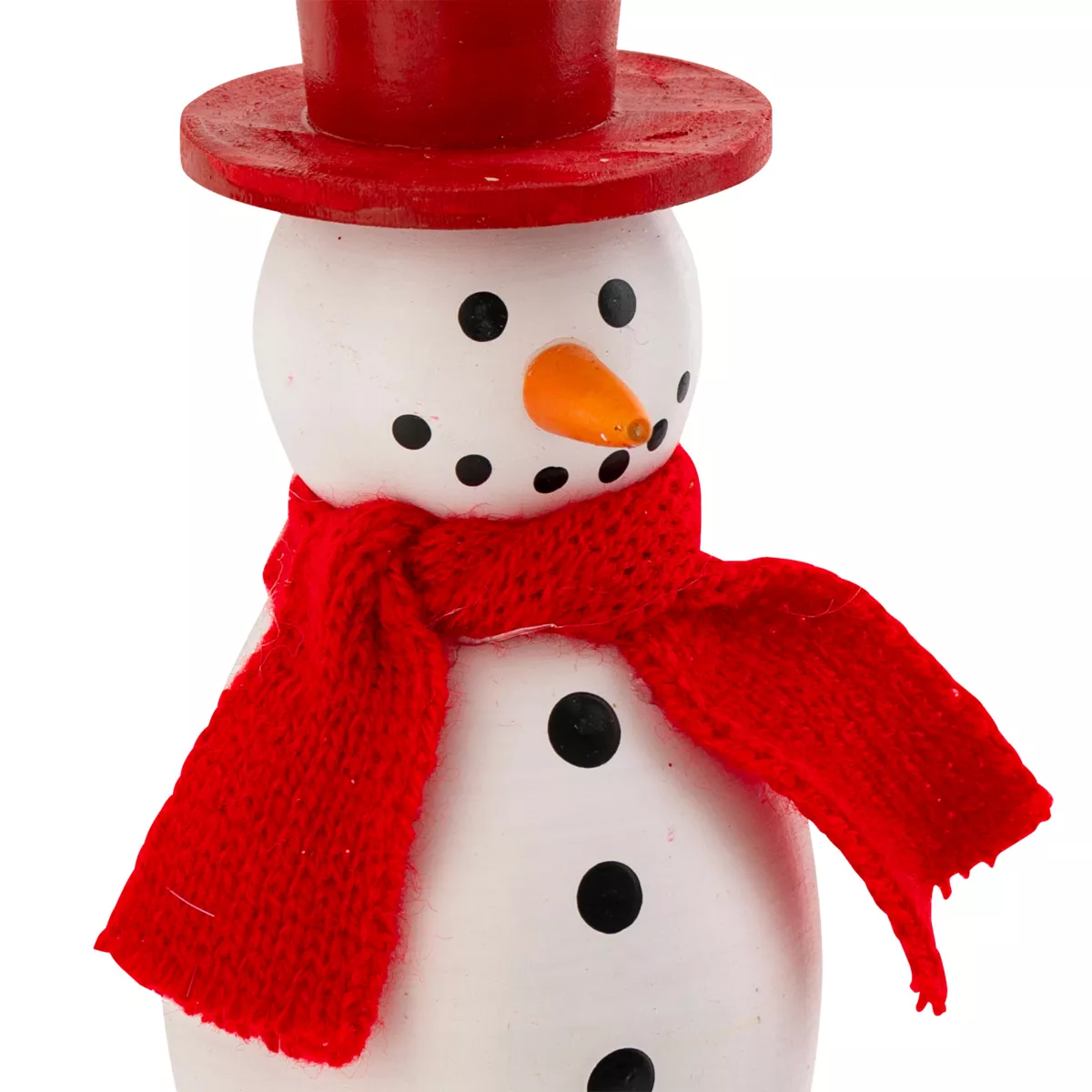Decorazione natalizia sospesa in legno (H10 cm) Simpatico pupazzo di neve Rosso e bianco