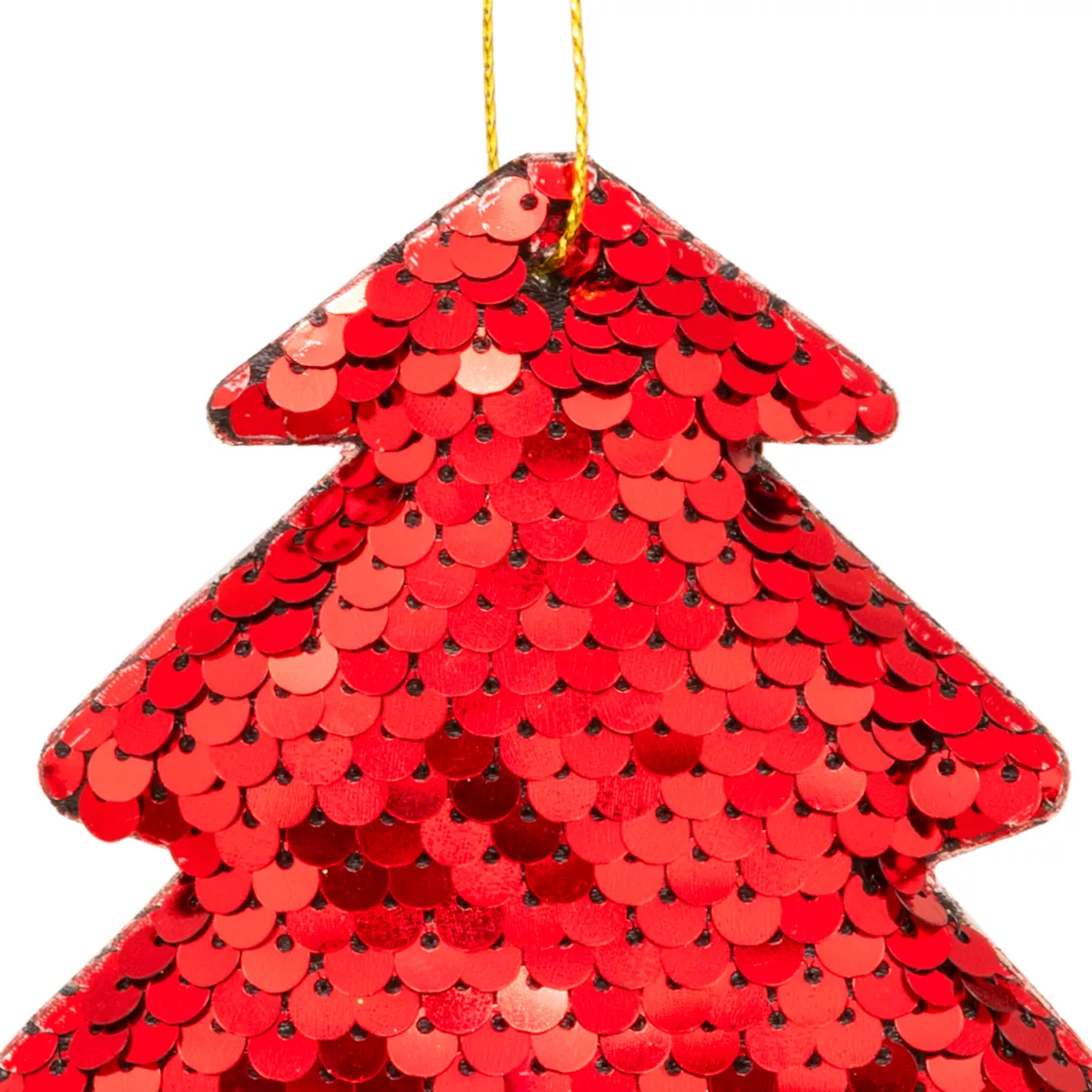Set di 2 alberi da appendere (H9 cm) Paillettes Rosse