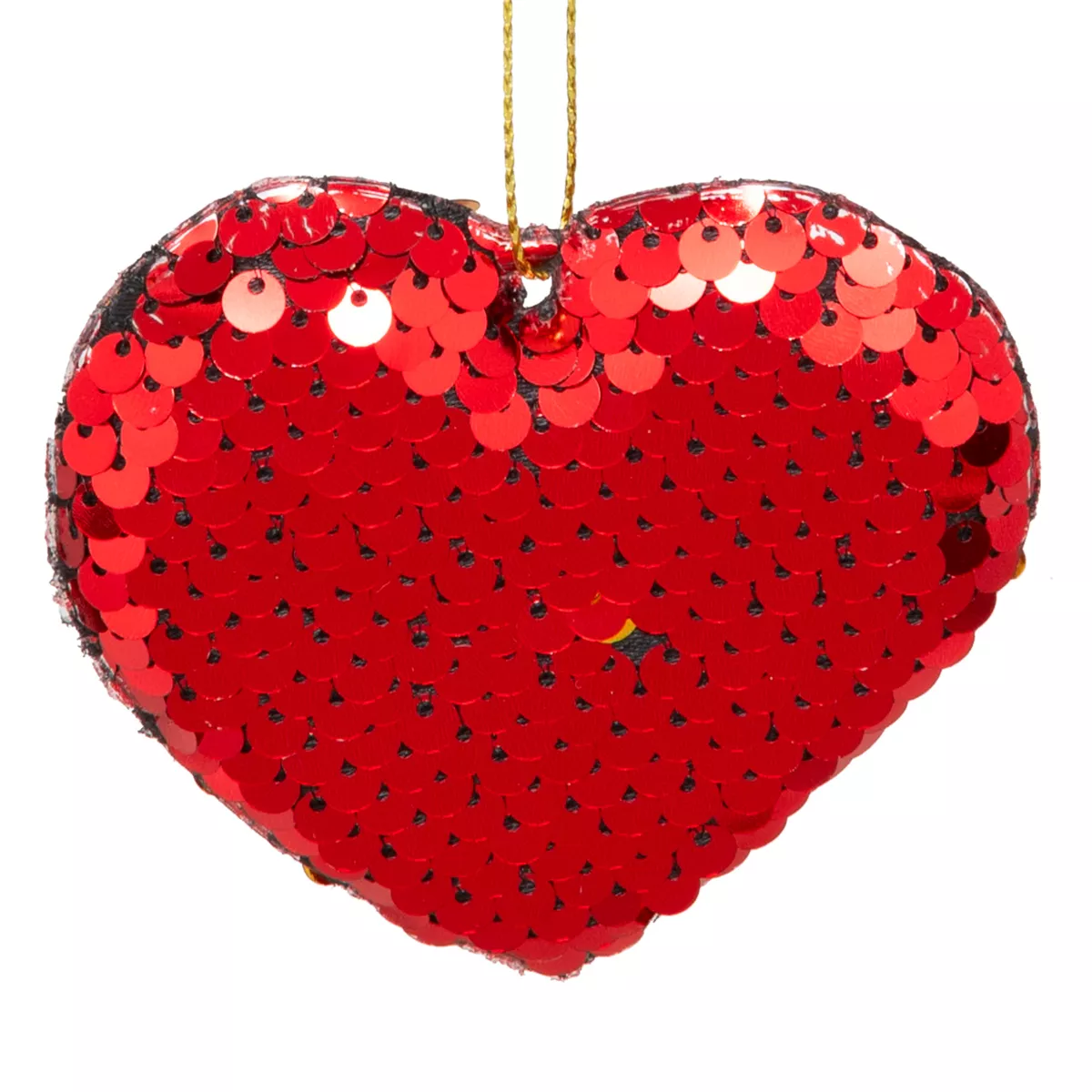 SUSPENSION DE NOEL SEQUIN COEUR X2 ROUGE 7CM