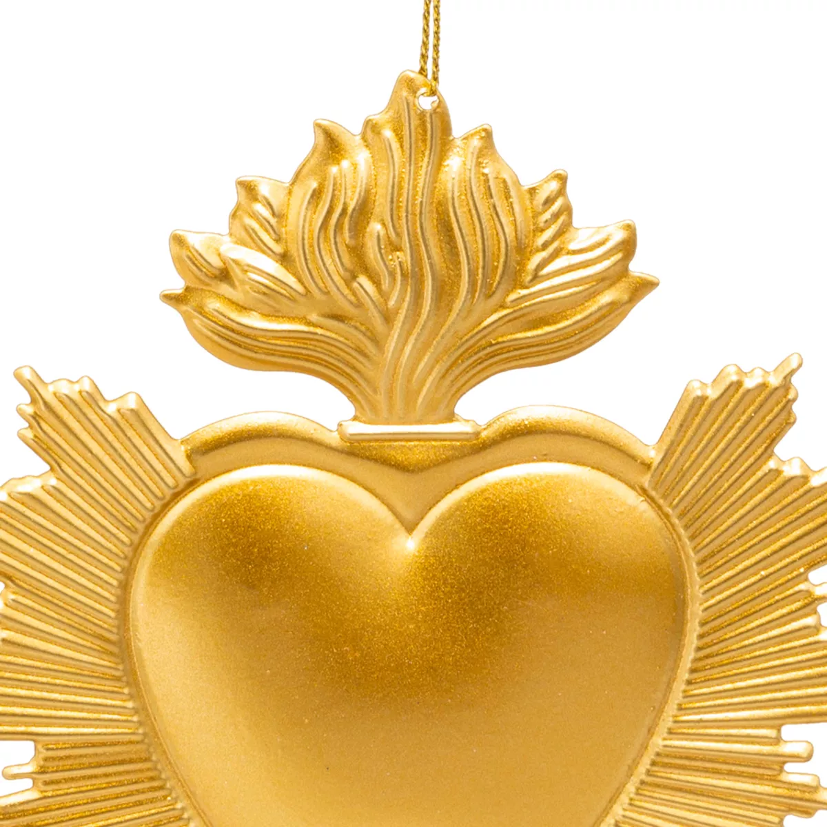 SUSPENSION DE NOEL METAL COEUR EXVOTO OR 14CM