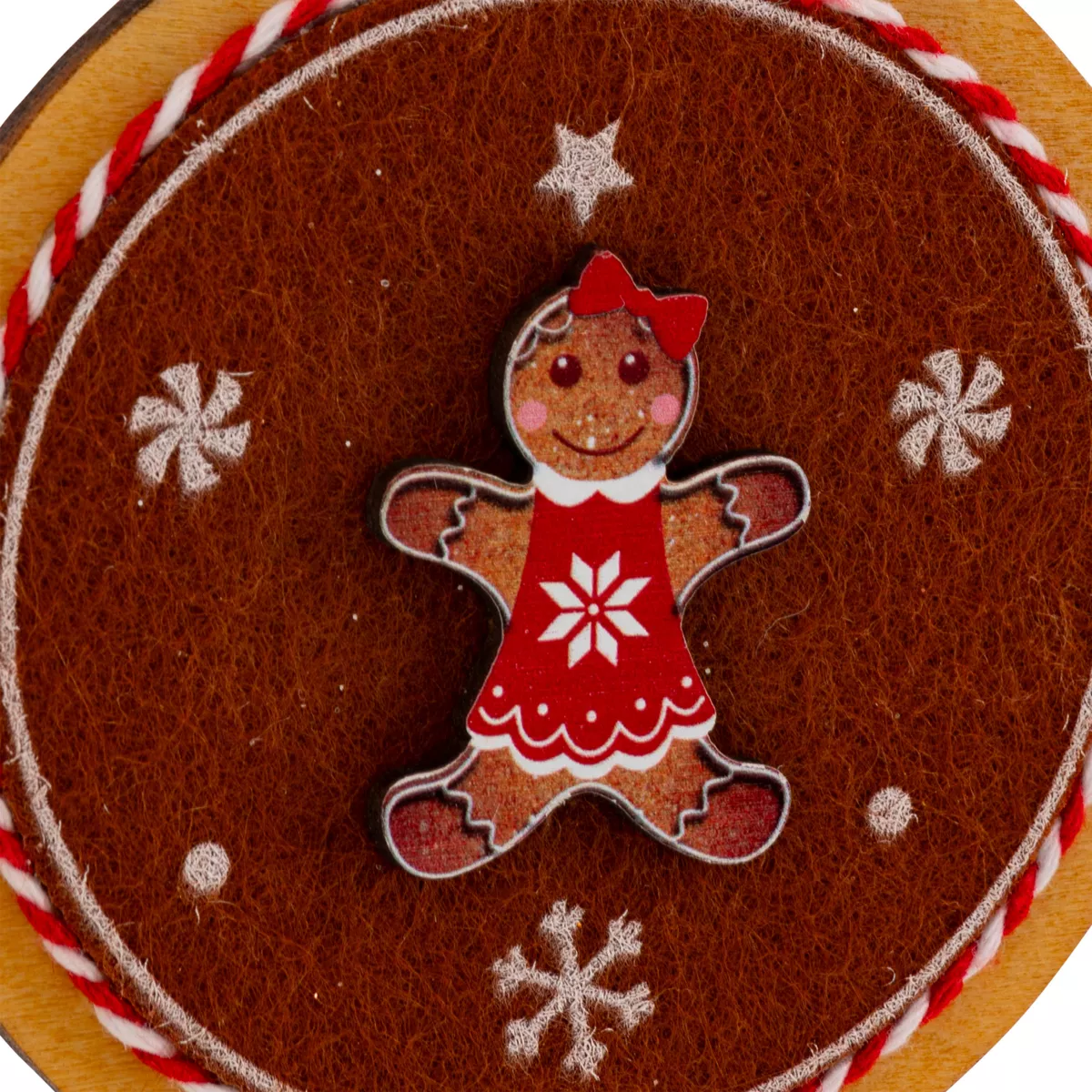 Decorazione natalizia in legno (D9 cm) Tronchetto Pan di zenzero Marrone