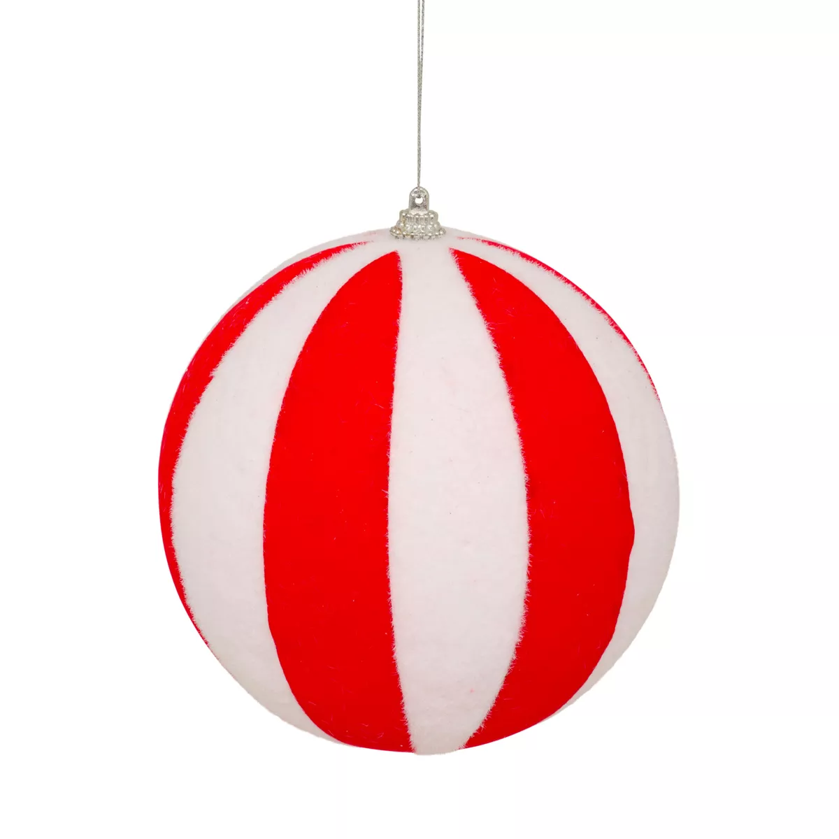 Pallina di Natale (D150 mm) a Righe Rosse e Bianche