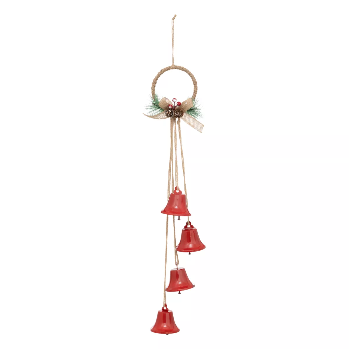 Decorazione natalizia sospesa (H55 cm) Campanelli in metallo Rosso