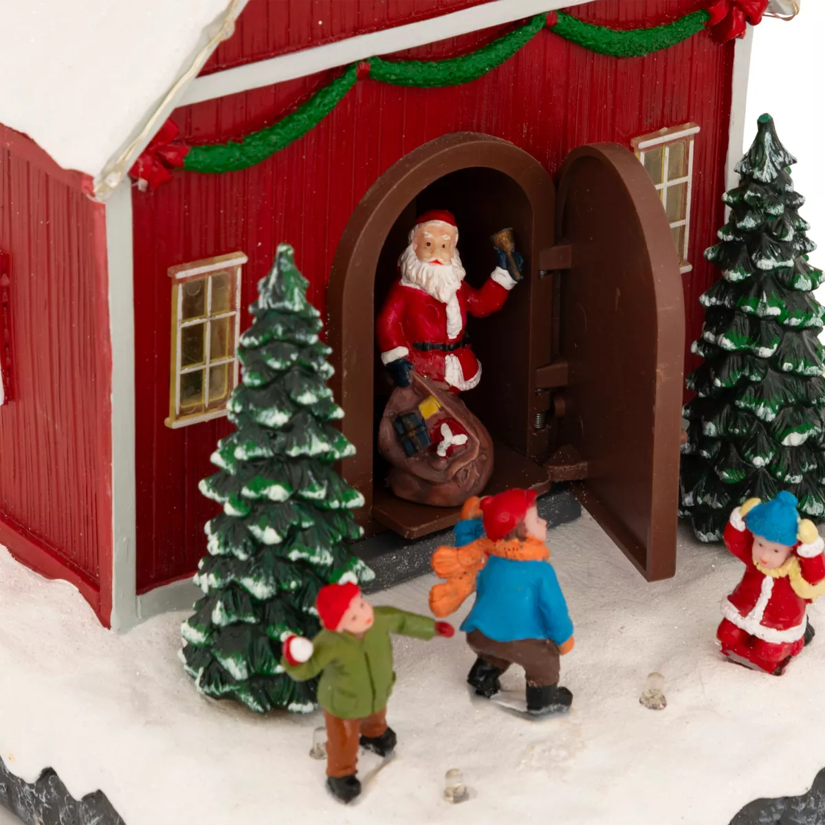 Escena de vida iluminada y animada (21,5 x 17,5 cm) PapÃ¡ Noel y niÃ±os