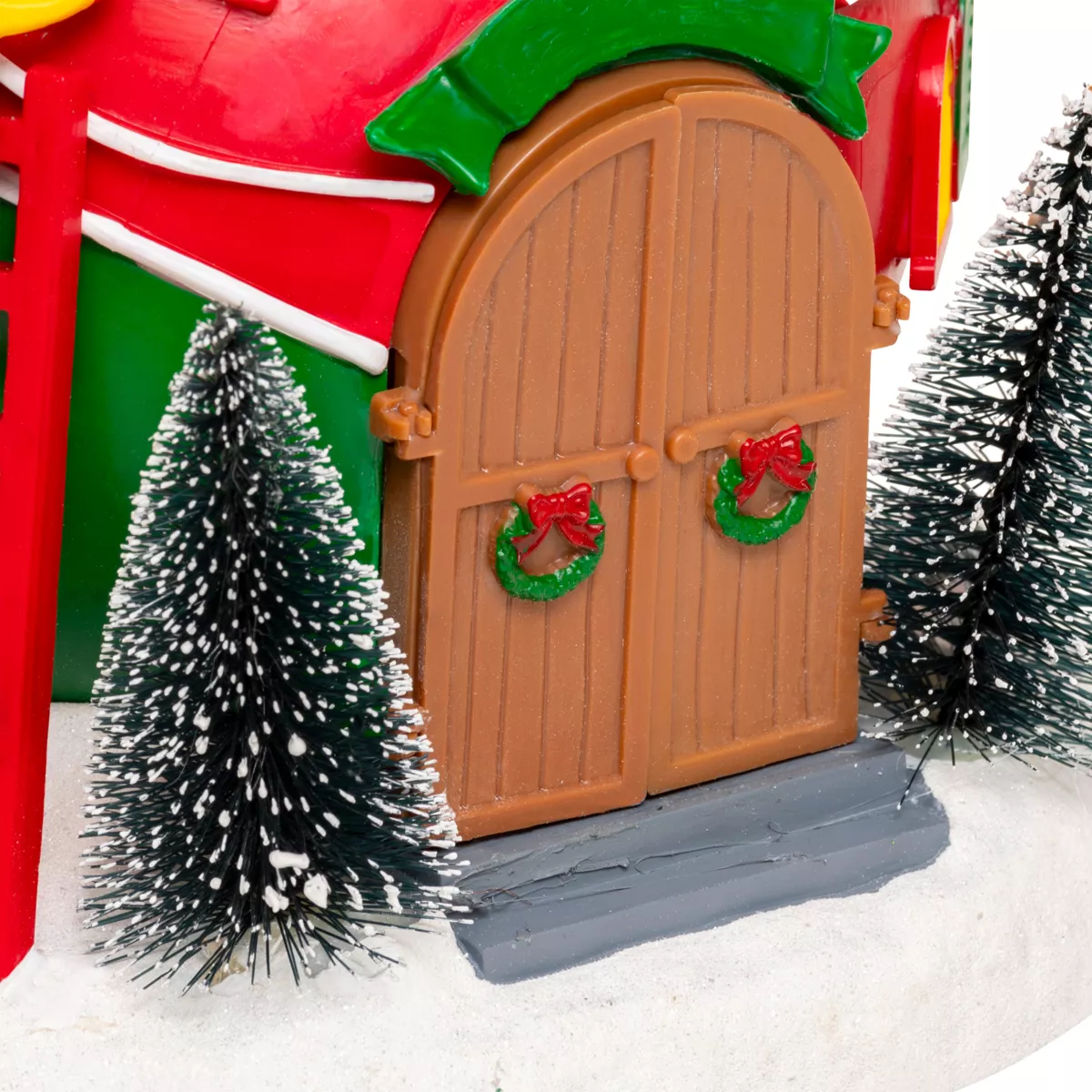 Villaggio di Natale musicale e animato a pile (H22 cm) Capanna di Babbo Natale