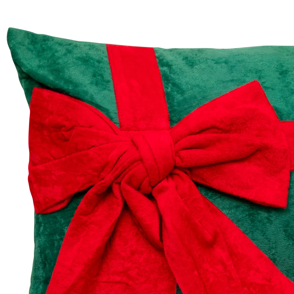 Cuscino di Natale rettangolare (30 x 50 cm) Fiocco in velluto Rosso e verde