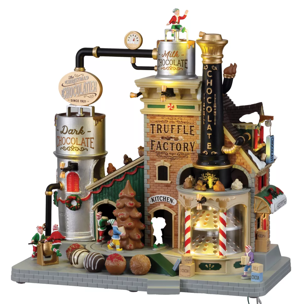 Villaggio di Natale Lemax luminoso, musicale e animato Fabbrica di Tartufi al cioccolato di Natale