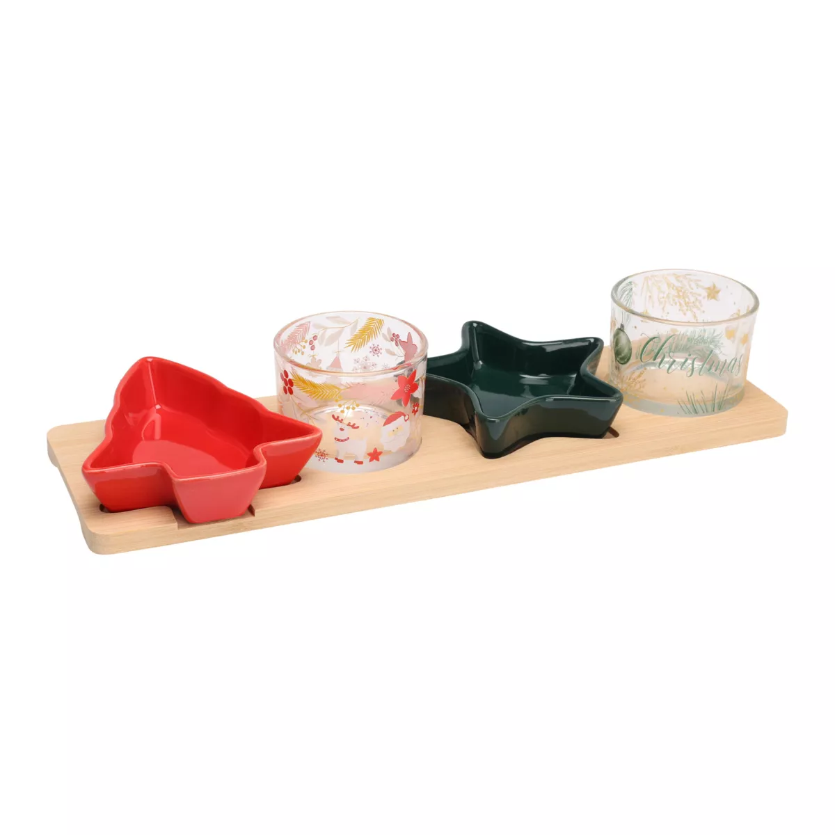 Set da tapas 7 pezzi in porcellana (10 x 33 cm) Christmas time Multicolore