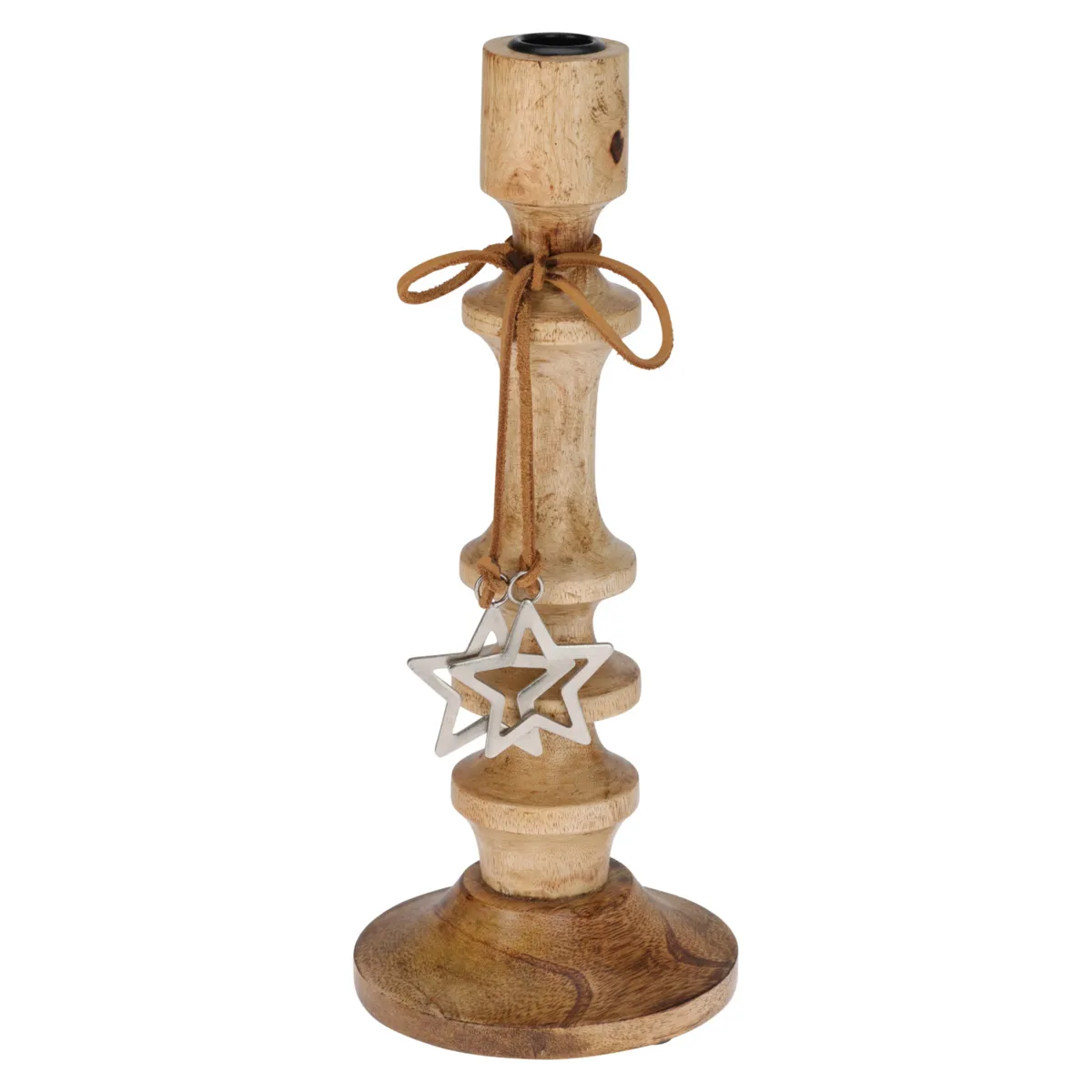 Portacandele in legno (H30 cm) Stella di Natale Naturale