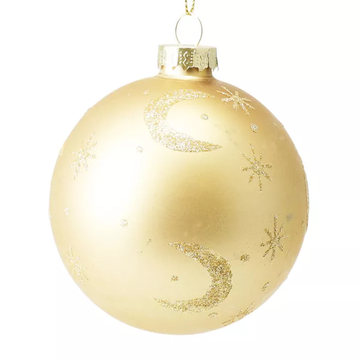 LOT DE 12 BOULE DE NOèL VERRE 8CM LUNE 6