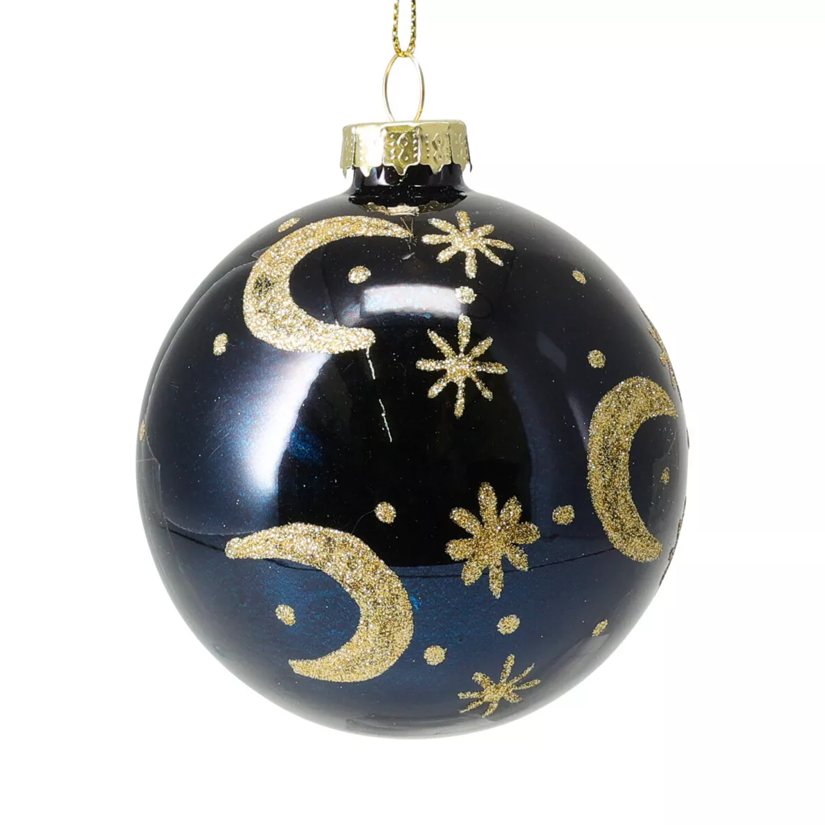 LOT DE 12 BOULE DE NOèL VERRE 8CM LUNE 6