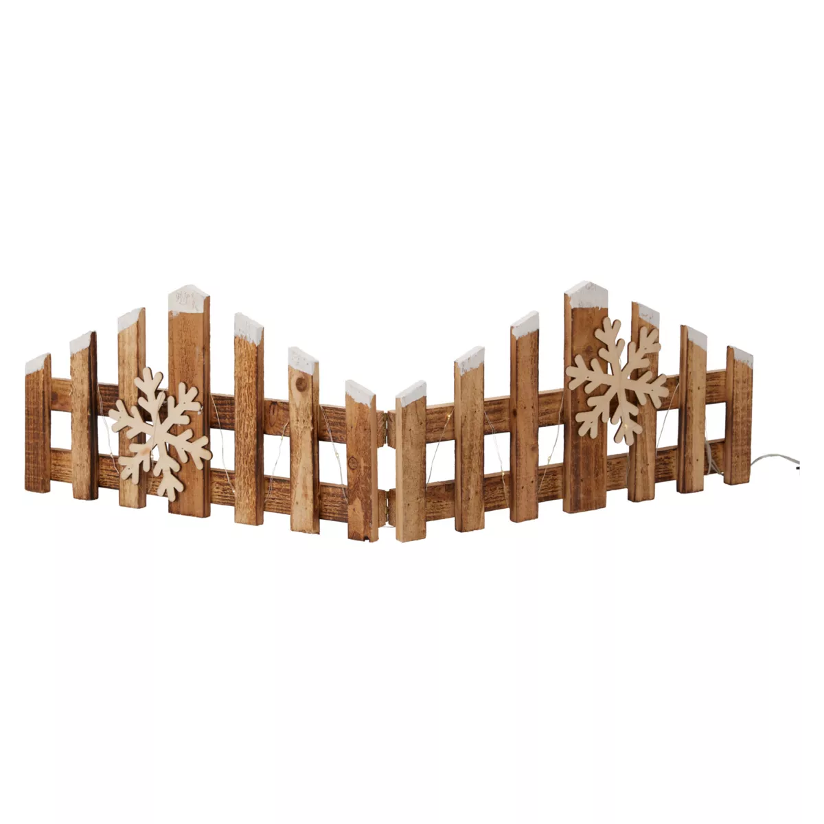 Barriera in legno luminosa a batteria 15 LED (76 x H20 cm) Recinzione decorativa Bianco caldo