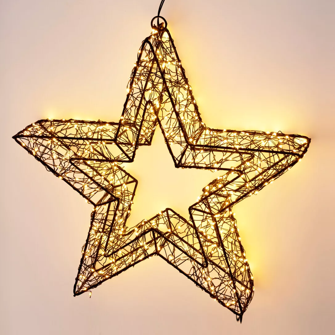 Stella luminosa da appendere 500 Micro LED (D38 cm) Star Light Nero e bianco caldo