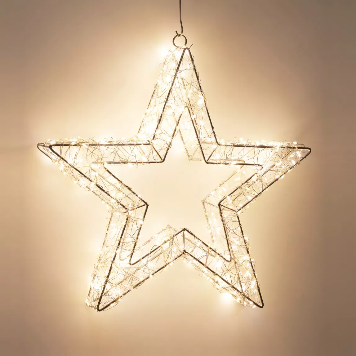Leuchtender Stern zum Aufhngen 500 Micro LED (D38 cm) Star Light Silber  und Warmwei - Weihnachts-beleuchtung - Eminza
