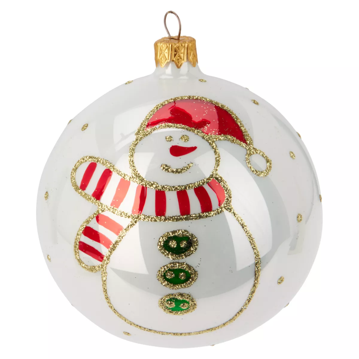 Set di 6 palline di Natale in vetro (D100 mm) Tenerezze Bianco perlato
