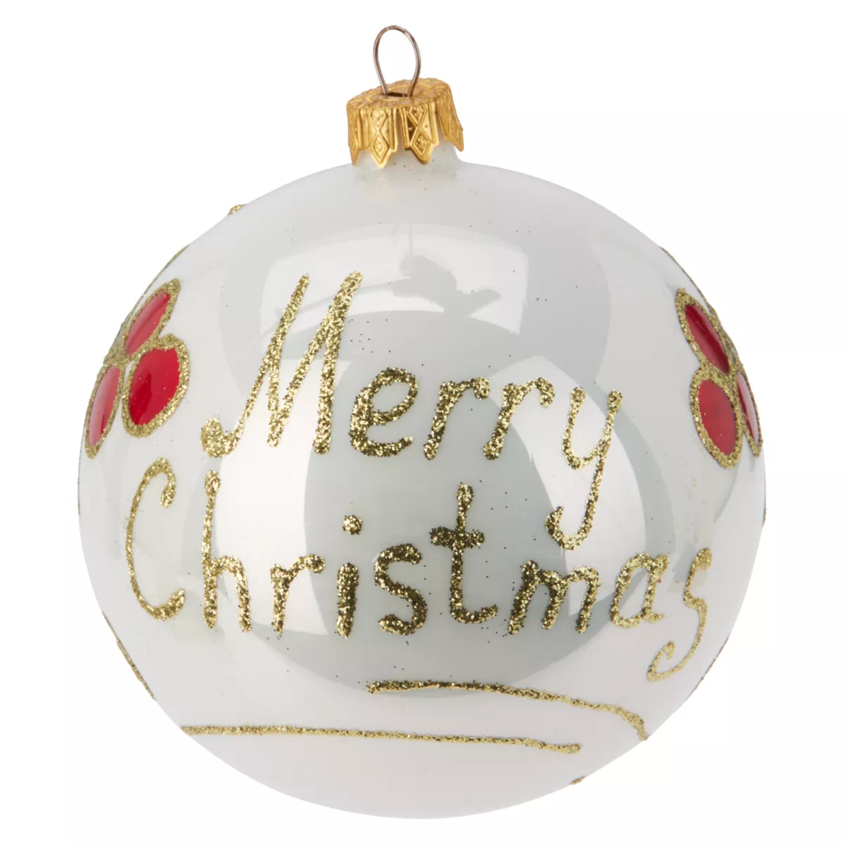 Set di 6 palline di Natale in vetro (D100 mm) Tenerezze Bianco perlato