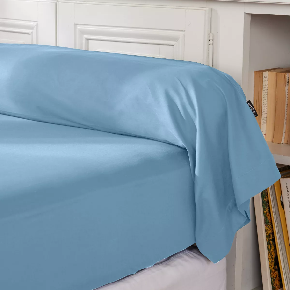 EM - Taie de traversin ¯ 27 x 185 cm Percale unie CALI Bleu ciel
