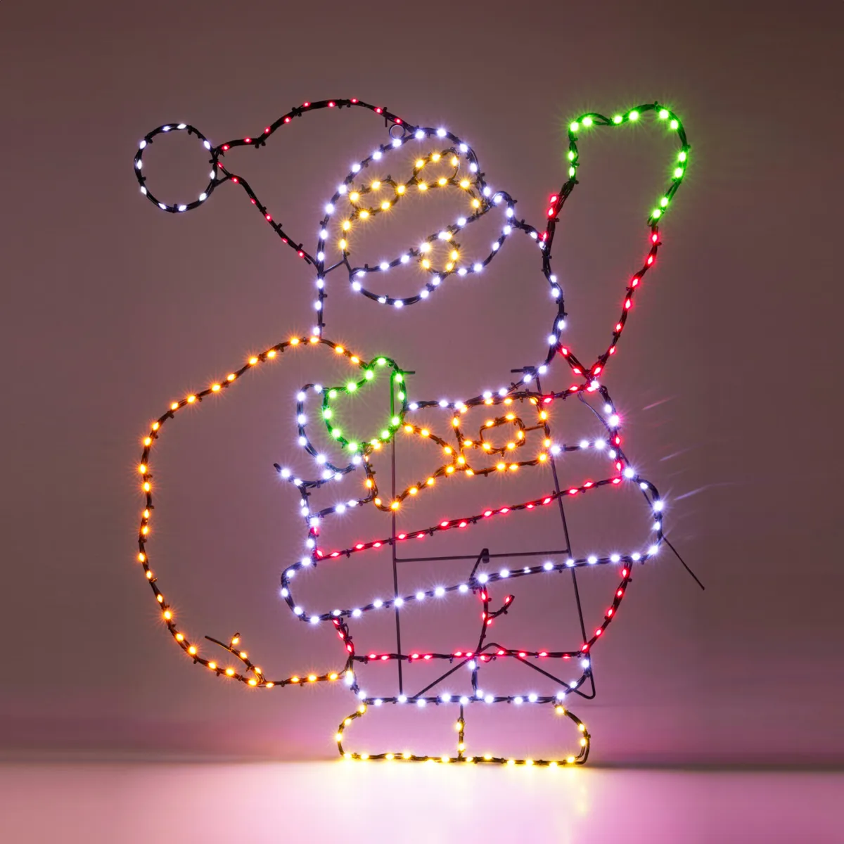 Leuchtender Weihnachtsmann 321 LED (H70 cm) Neon Blitz-Effekt Mehrfarbig