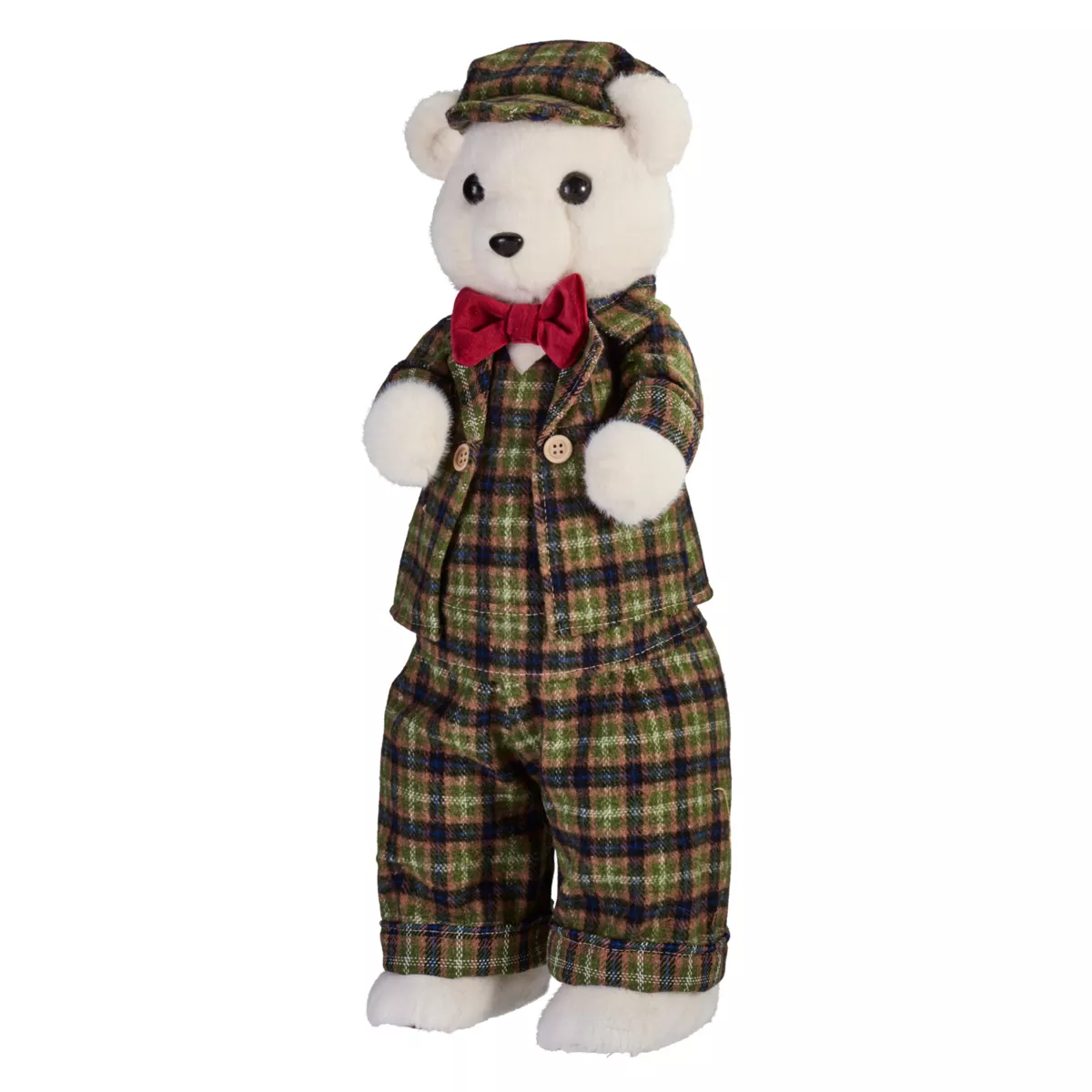 Orso di Natale (H52cm) Teddy a quadri tartan Verde