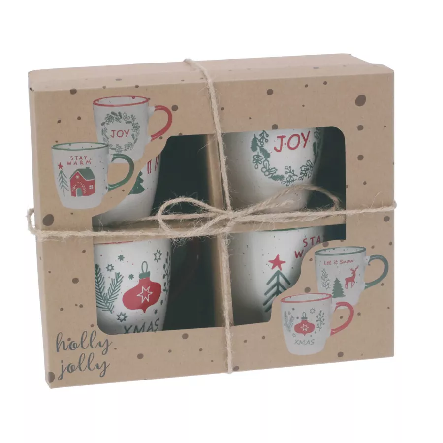 Set di 4 Tazze di Natale Natale goloso Multicolore