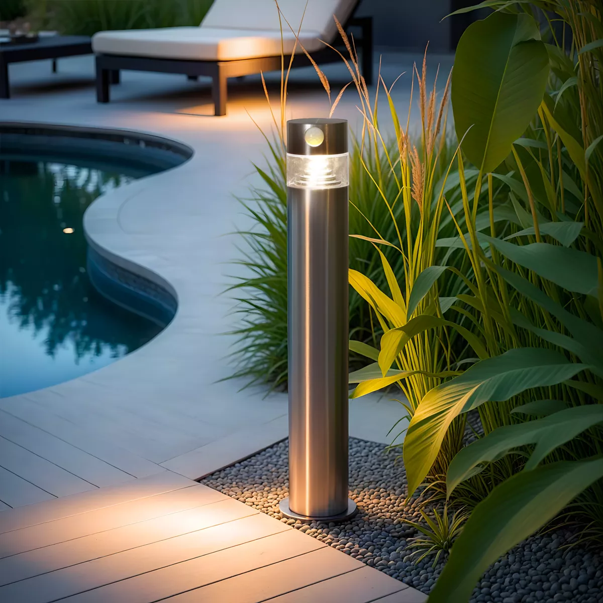 Paletto da giardino 8 LED 150 lumen (H23 cm) Premium Argento