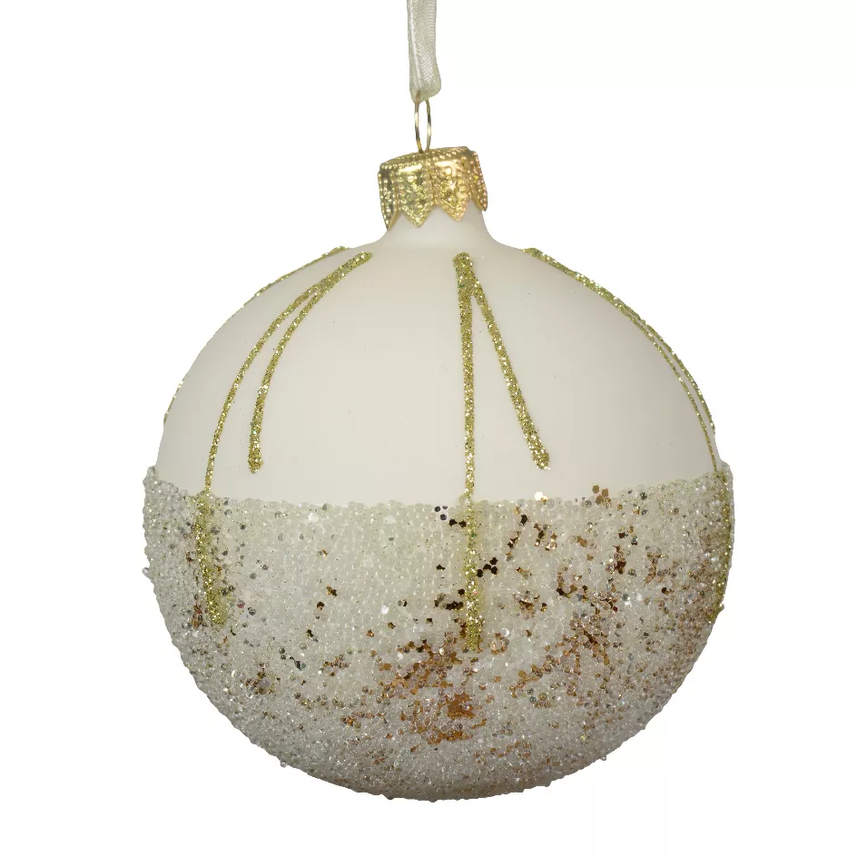 Set di 6 palline di Natale in vetro (D80 mm) Ballotine Bianco Lana