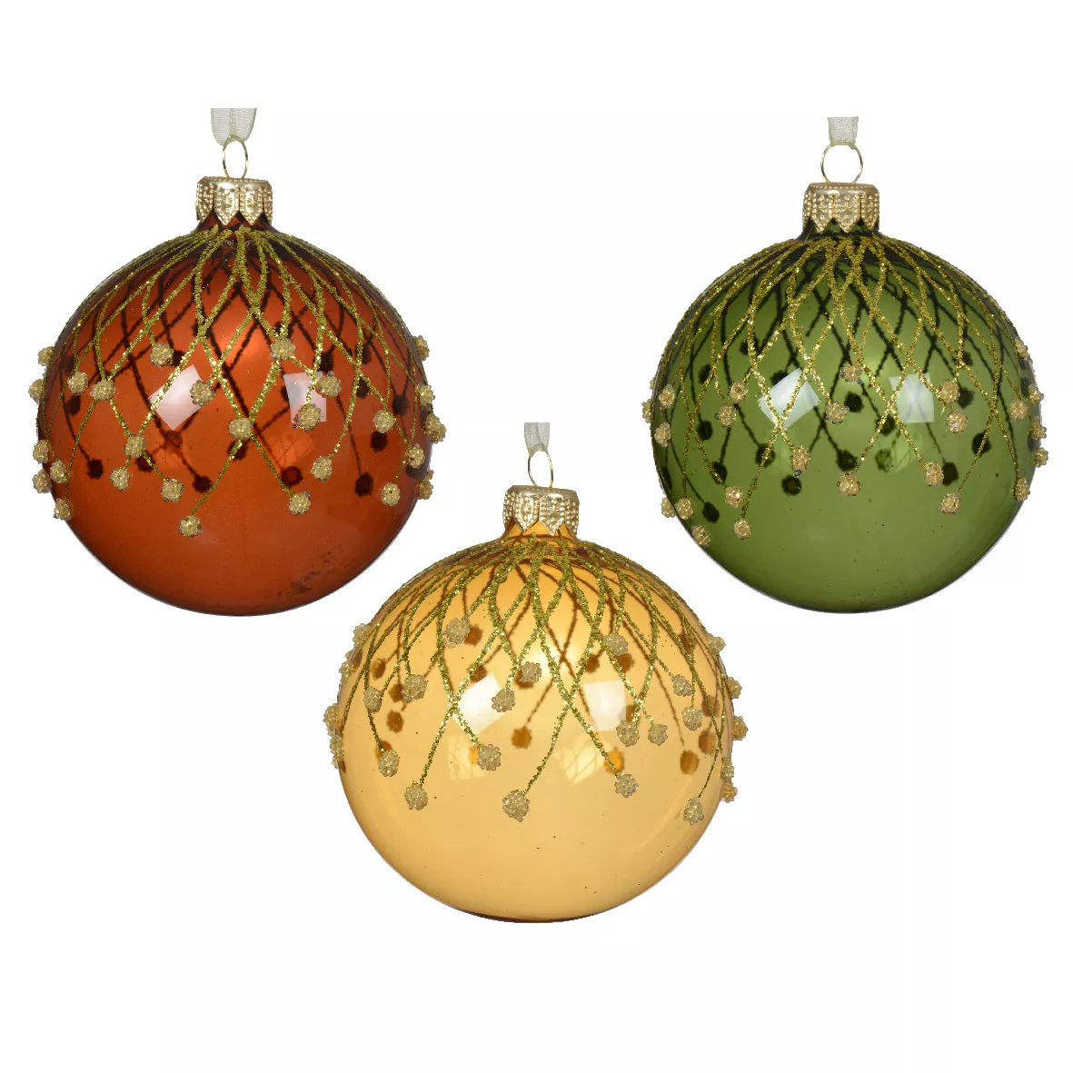 Set von 6 Weihnachtskugeln aus Glas (D80 mm) Vintage Reno Mehrfarbig