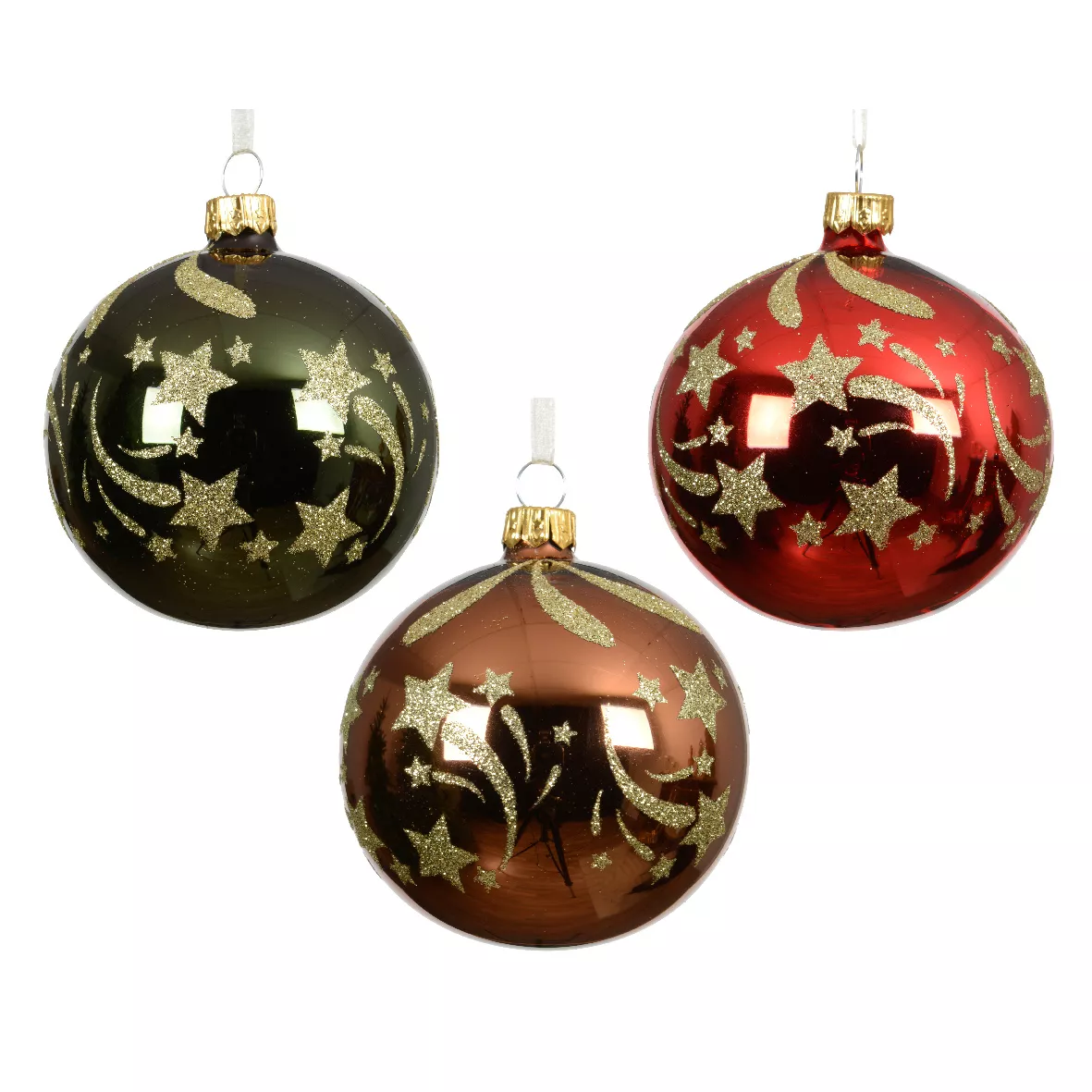 Set di 6 palline di Natale in vetro (D80 mm) Stelle Cadenti Multicolore