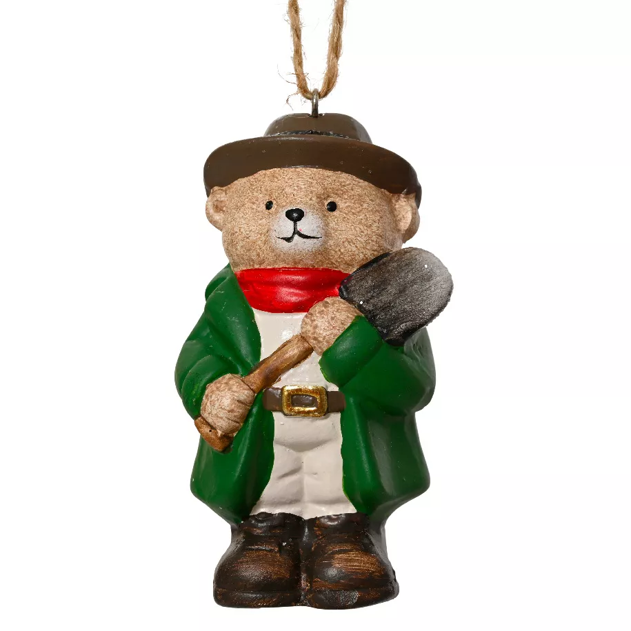 Sospensione di Natale in terracotta (H9 cm) Piccolo Orso Verde