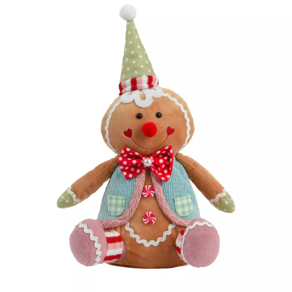 Pan di zenzero decorativo seduto (H40 cm) Johnny il Clown Multicolore