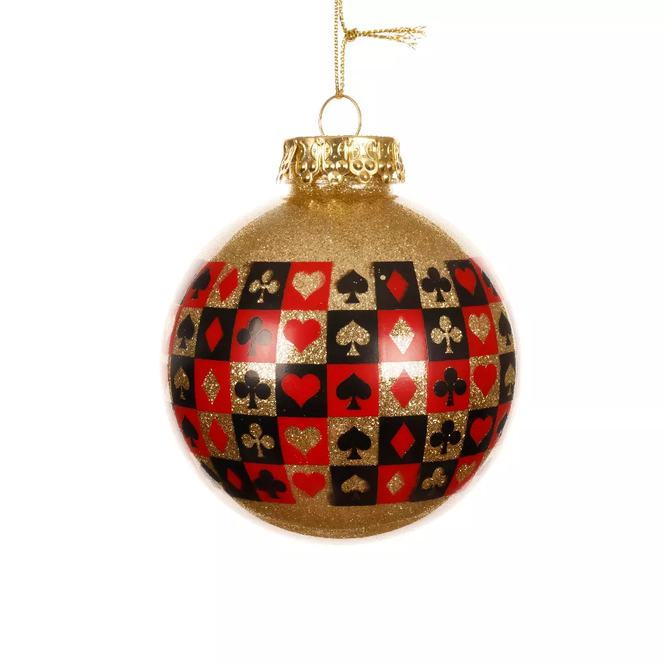 Set di 12 palline di Natale (D80 mm) Asso di picche Oro